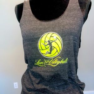 Grey yellow volleyball is life tank top, medium size